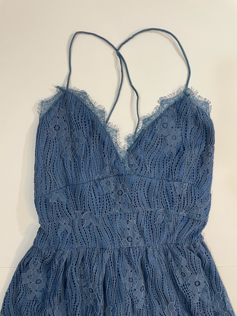 Blue Lace Spaghetti-Strap Dress - Picture 3 of 10